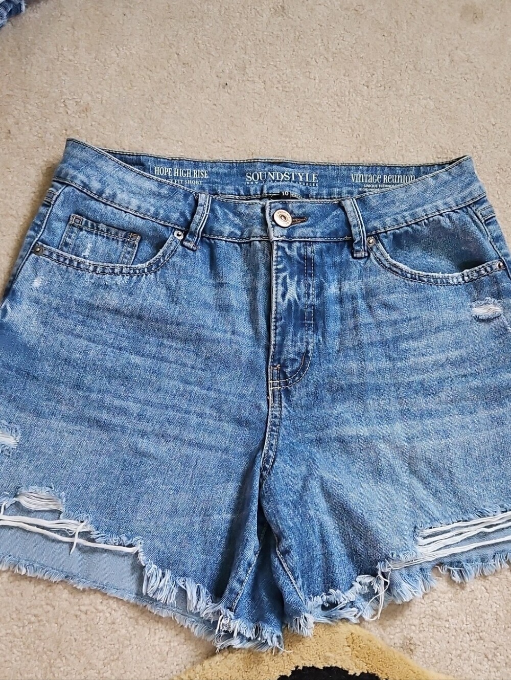 Women's Distressed Blue Denim Shorts